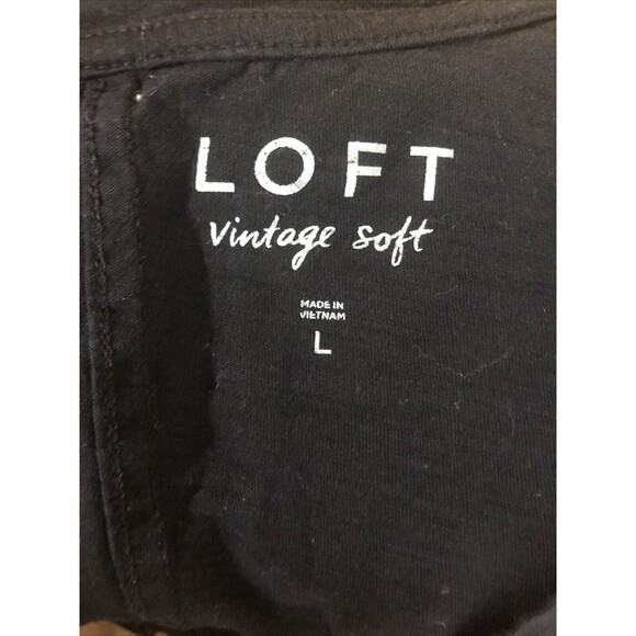 Loft Vintage Soft Women’s V Neck Short Sleeve Stretch Black Size Large - Picture 5 of 9